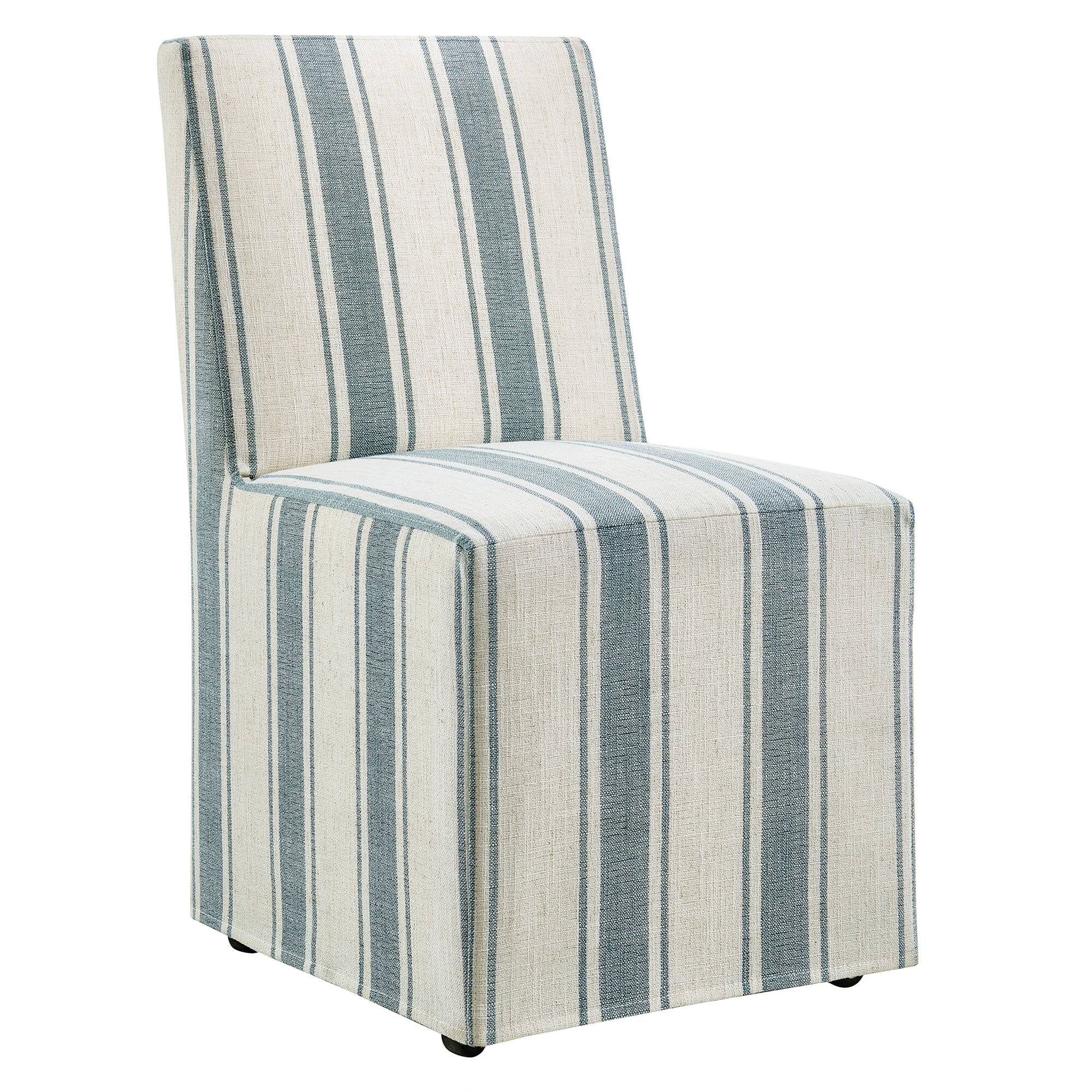 Angle. Modway - Tessera Striped Slipcovered Dining Side Chair by Modway - Blue Stripe.