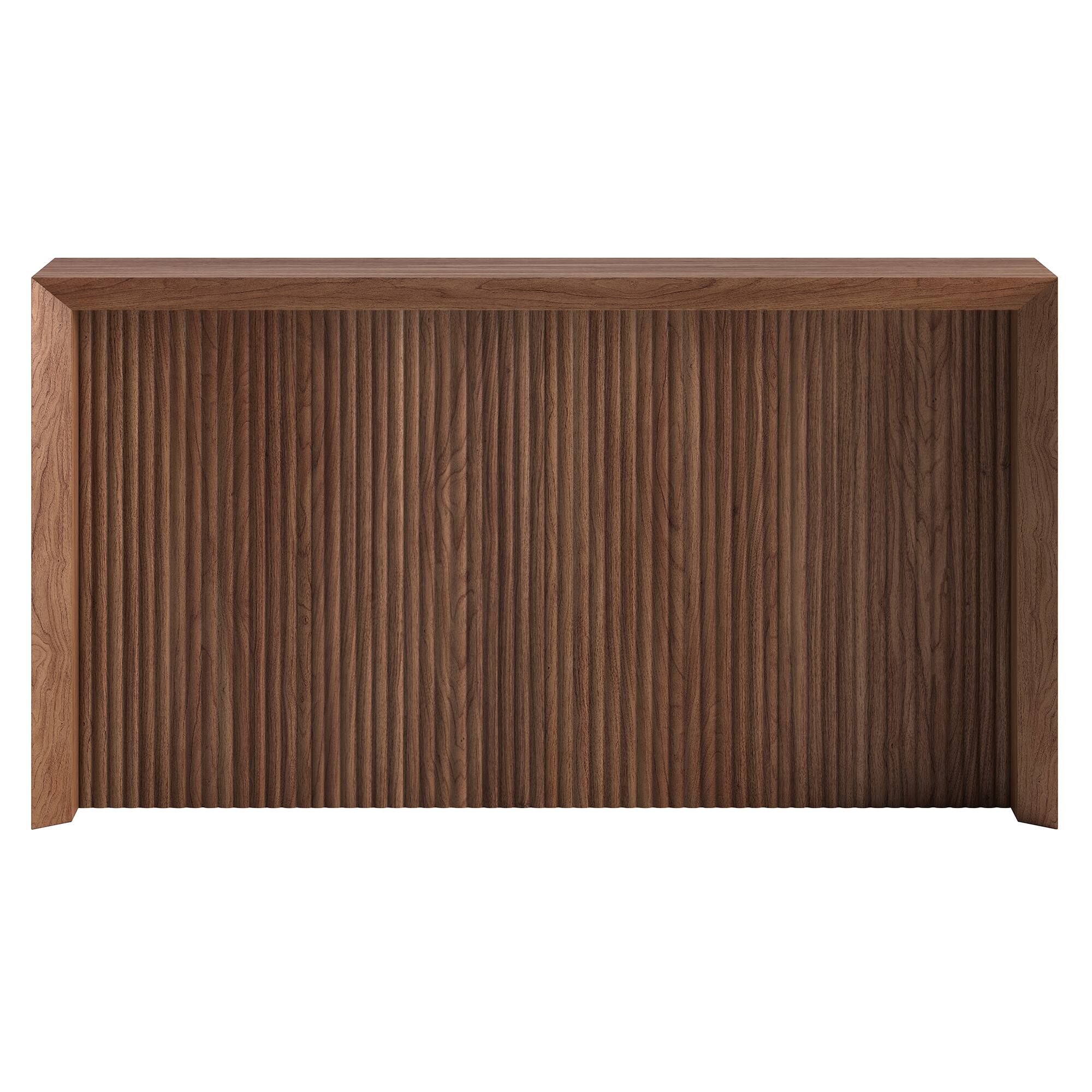 Angle. Hudson&Canal - Piedmont 56" Wide Rectangular Fluted Console Table - Medium Brown.