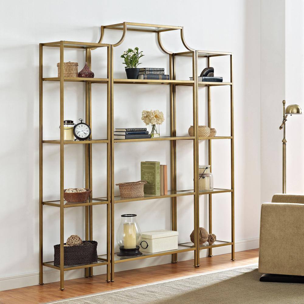 Alt View 3. Crosley Furniture - Aimee 3-Piece Etagere Bookcase Set - Large Etagere & 2 Narrow Etageres - Soft Gold.