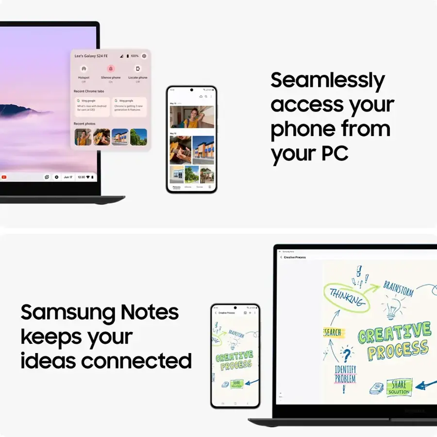 Leas Galaxy 524 d 10% - Sitenca phone LAmae phana - - -F RucerE Ohecme nabe ma -noa - - - - i unerar - - mAn photos Ju - 10 - -  I Seamlessly access your phone from your PC - Samsung Notes 4 - - BLANSTORM keeps your G ideas connected GREATIVE PROCESS M - -a hawe g A!! ! THINKING BRAINSTORM SEARCH CREATIVE PROCESS IDENTIFY PROBLEM SHAKE ! SOLUTION SAMSUNG