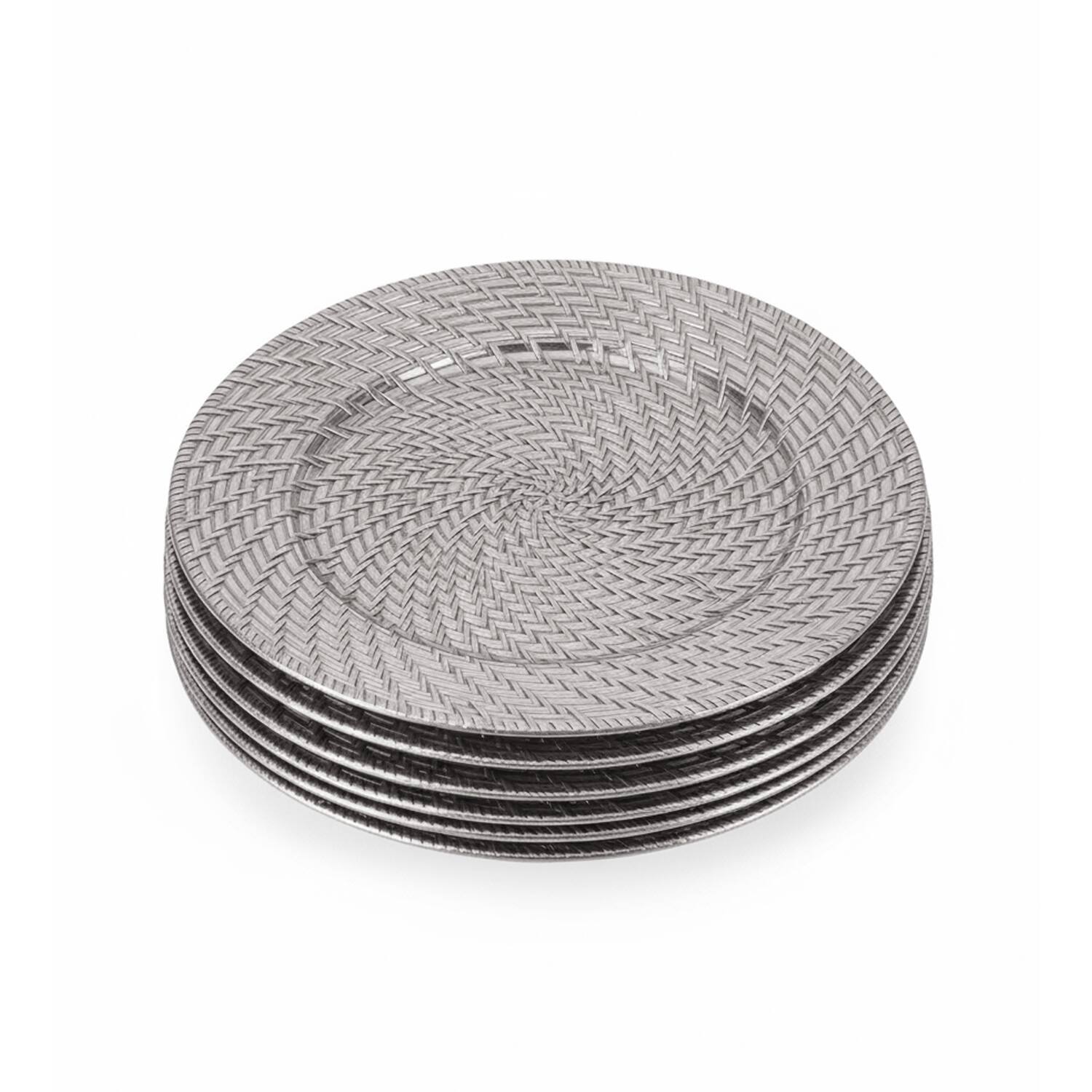 Angle. American Atelier - Aurelie Silver Plated Set of 4 Charger Plates 13"D - Silver.