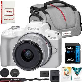 Canon - EOS R50 Mirrorless Camera w/ RF-S 18-45mm F4.5-6.3 Lens + 64GB Memory Bundle