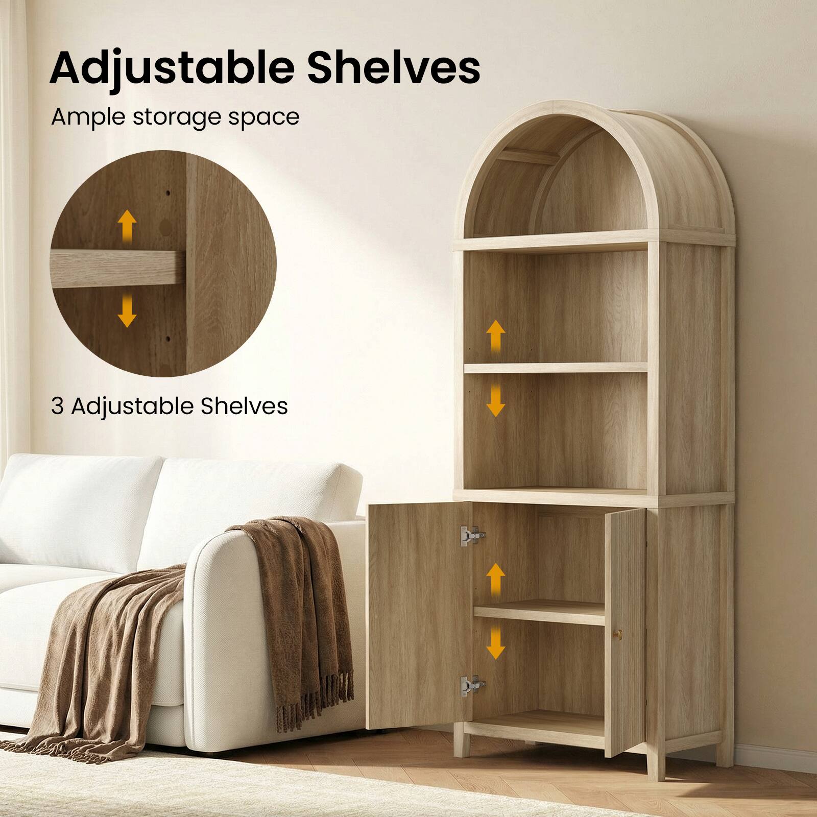 Adjustable Shelves  
Ample storage space  
3 Adjustable Shelves