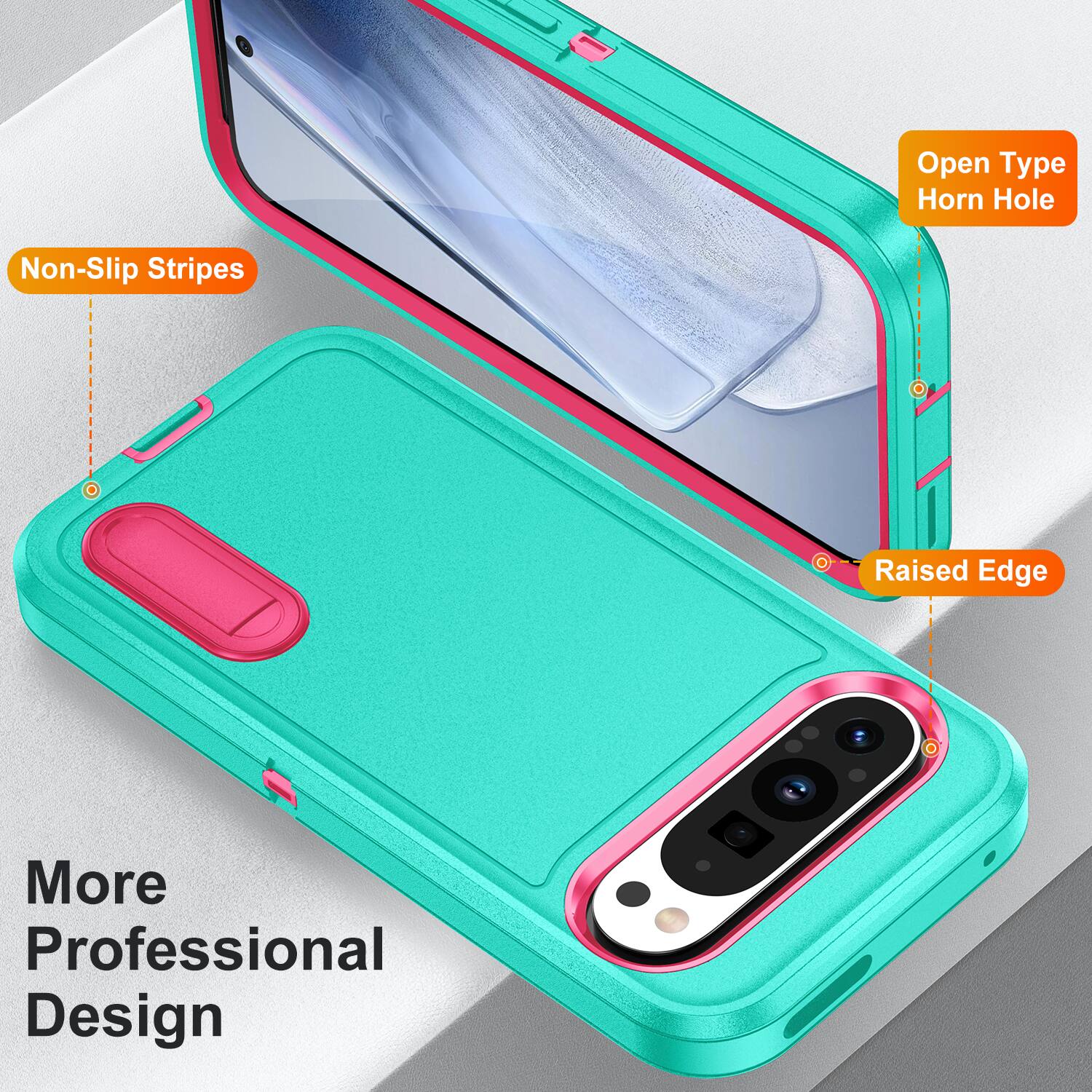 Open Type Horn Hole  
Non-Slip Stripes  
Raised Edge  
More Professional Design