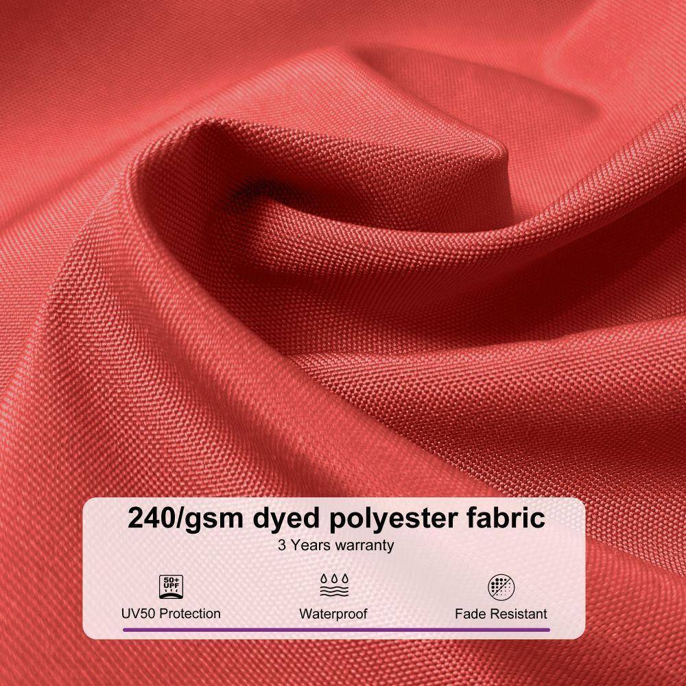 240/gsm dyed polyester fabric  
3 Years warranty  
50+ UPF  
UV50 Protection  
Waterproof  
Fade Resistant