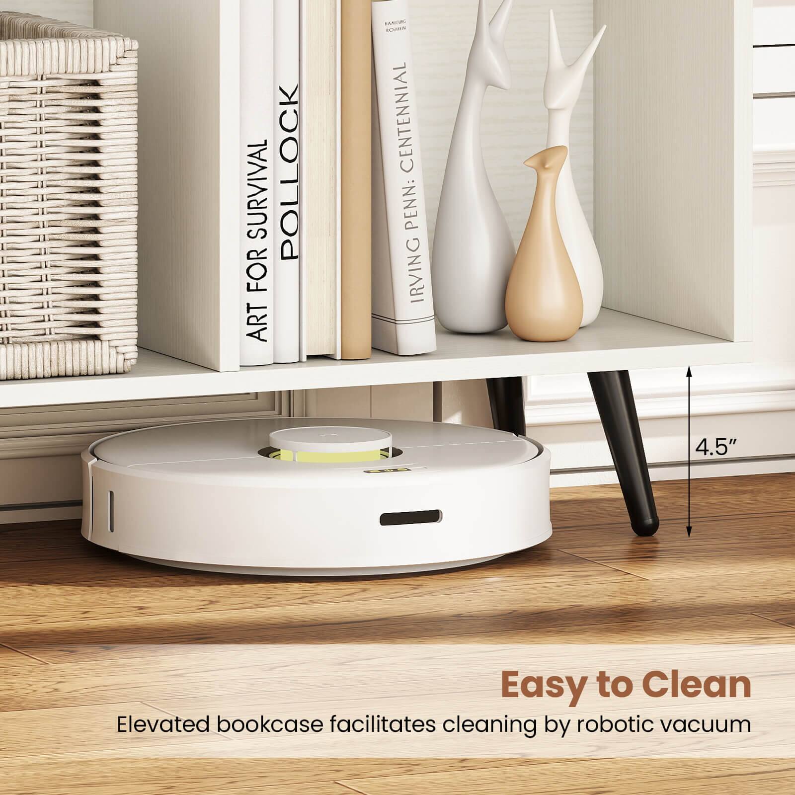 ART FOR SURVIVAL POLLOCK, IRVING PENN: CENTENNIAL, Easy to Clean, Elevated bookcase facilitates cleaning by robotic vacuum, 4.5"