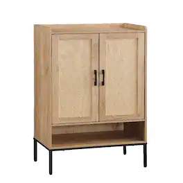Loheer - Rattan Door Shoe Cabinet 5-Tier Shoe Storage with Open Shelves - Black and Natural