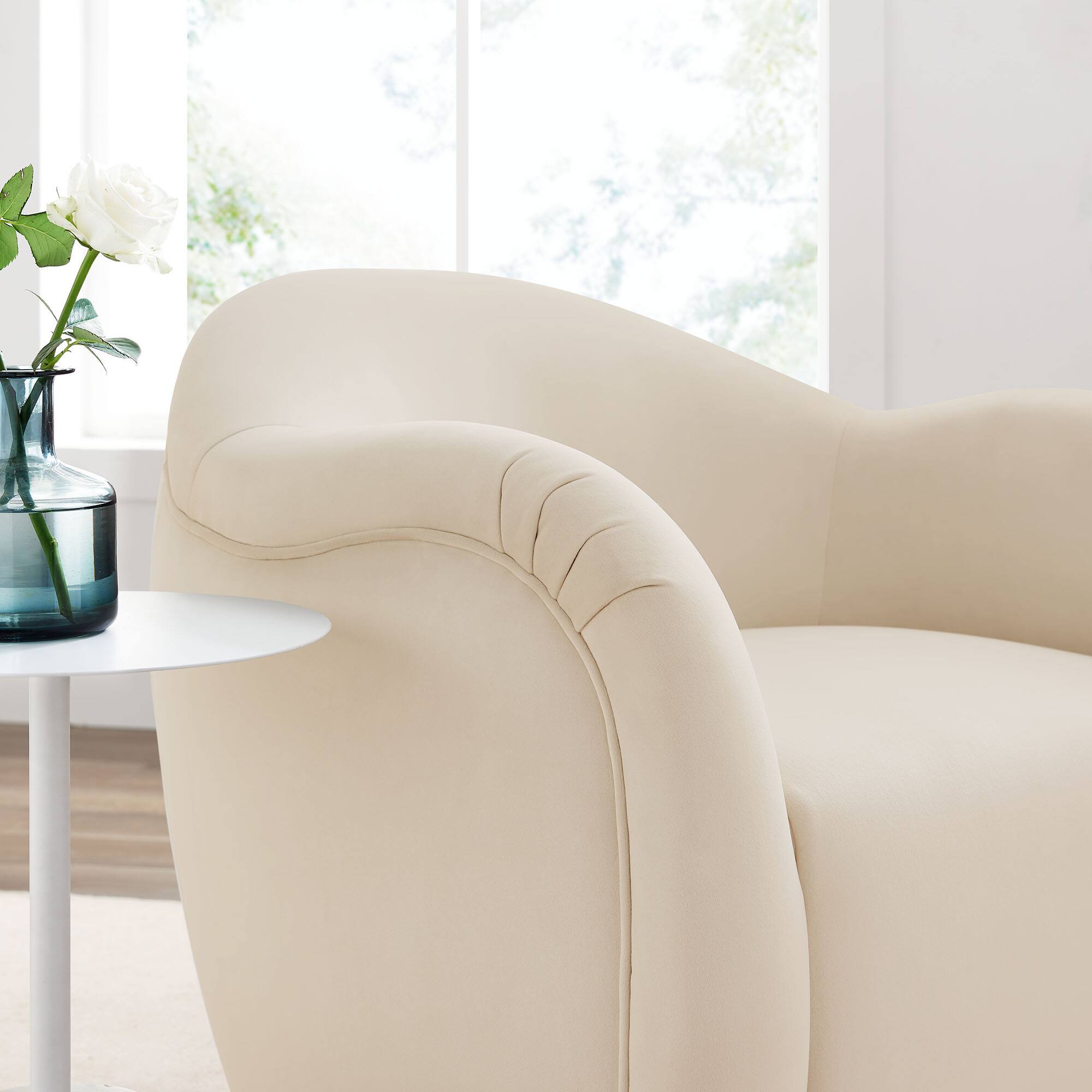 Alt View 5. Modway - Compose Performance Velvet Swivel Armchair by Modway - White.