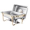 Front. VEVOR - Chafing Dish Buffet Set, 8 Qt 4 Pack, Stainless Steel Chafer with 4 Full Size Pans, Rectangle Catering Warmer Server - Gold.