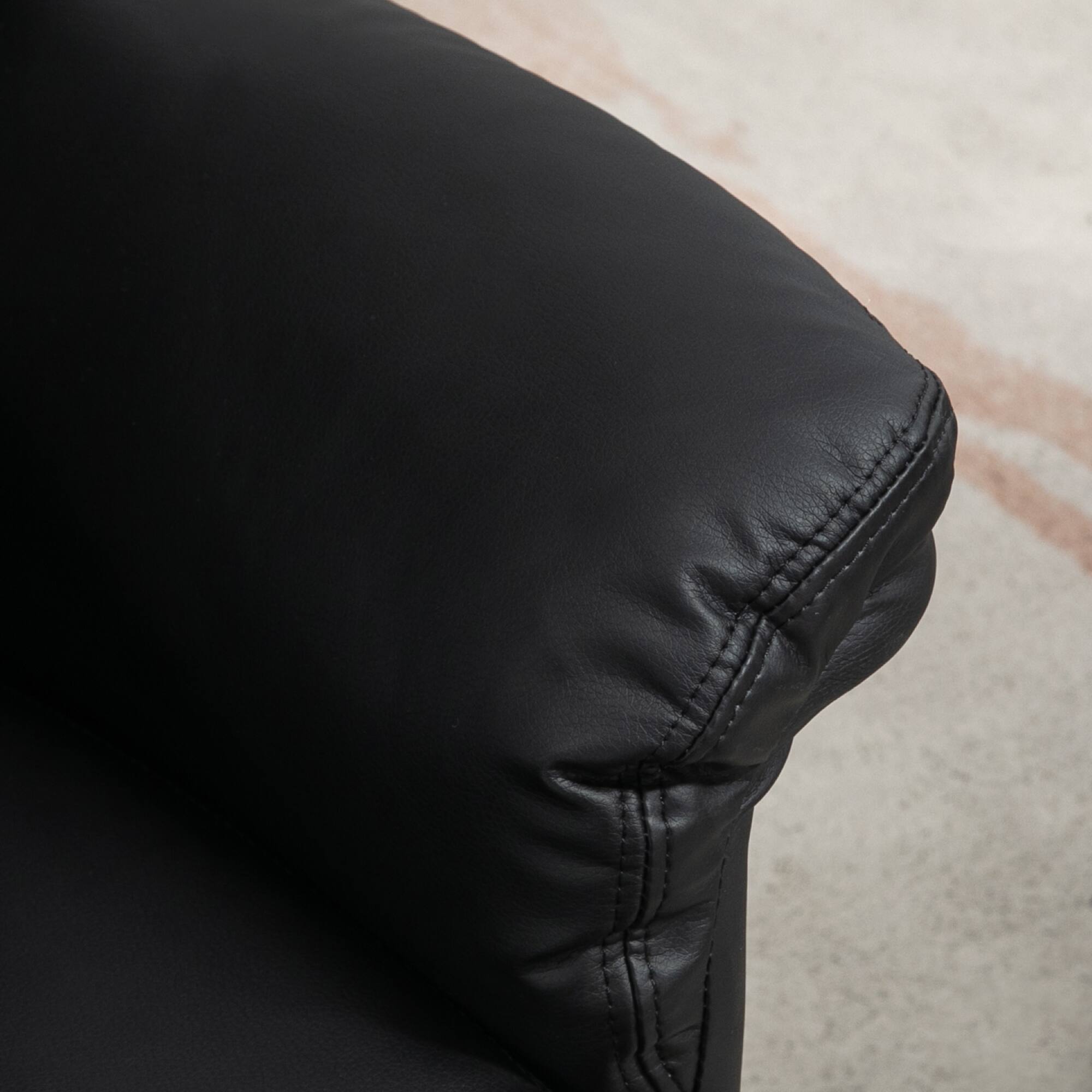 Alt View 5. Homcom - Swivel Recliner Chair, PU Leather Reclining Chair with Retractable Footrest, Padded Arms for Living Room - Black.