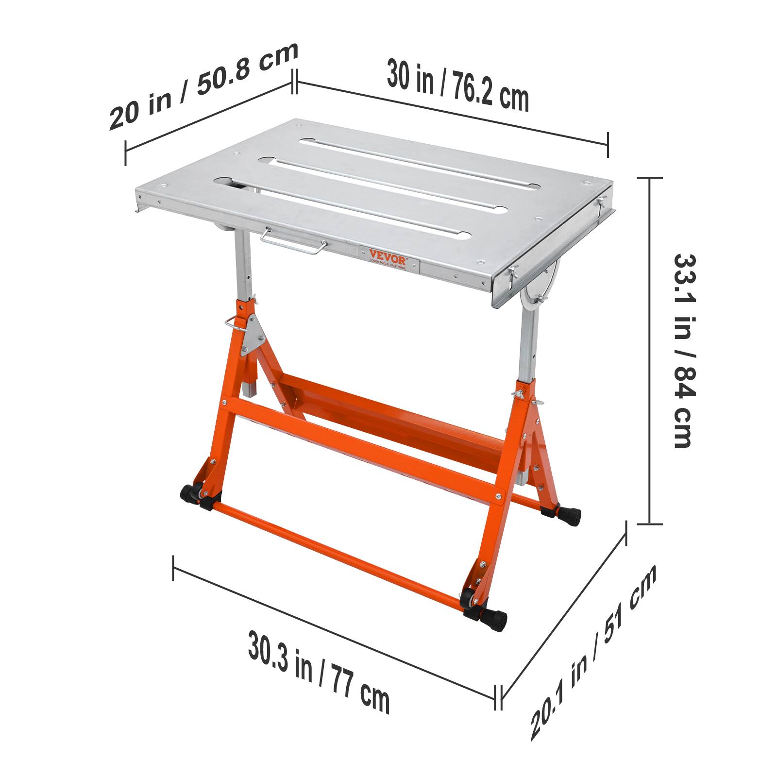 - 20 in / 50.8 cm
- 30 in / 76.2 cm
- 33.1 in / 84 cm
- 30.3 in / 77 cm
- 20.1 in / 51 cm