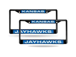 Rico Industries - Kansas Jayhawks Black Metal (Set of 2) Laser Cut License Plate Frames - Multi