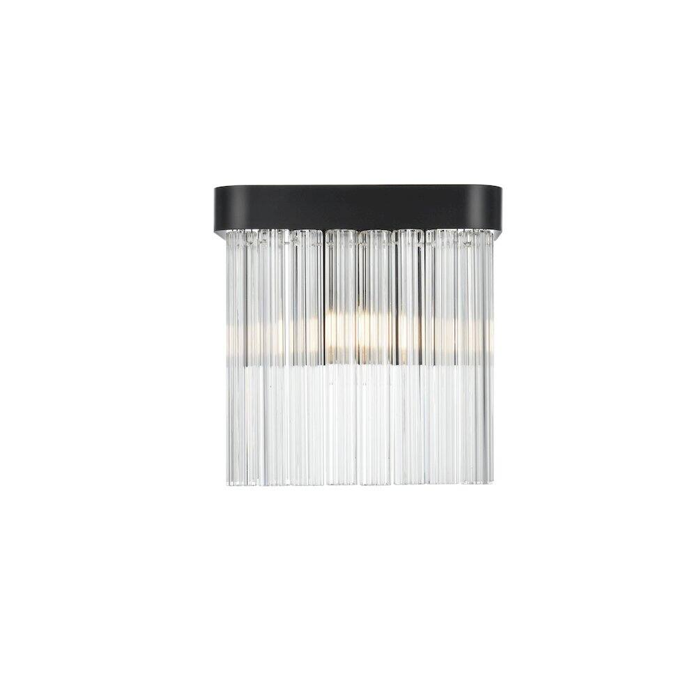 Left. Elegant Lighting - Harlow 9 Inch Wall Sconce In Black - Black And Clear.