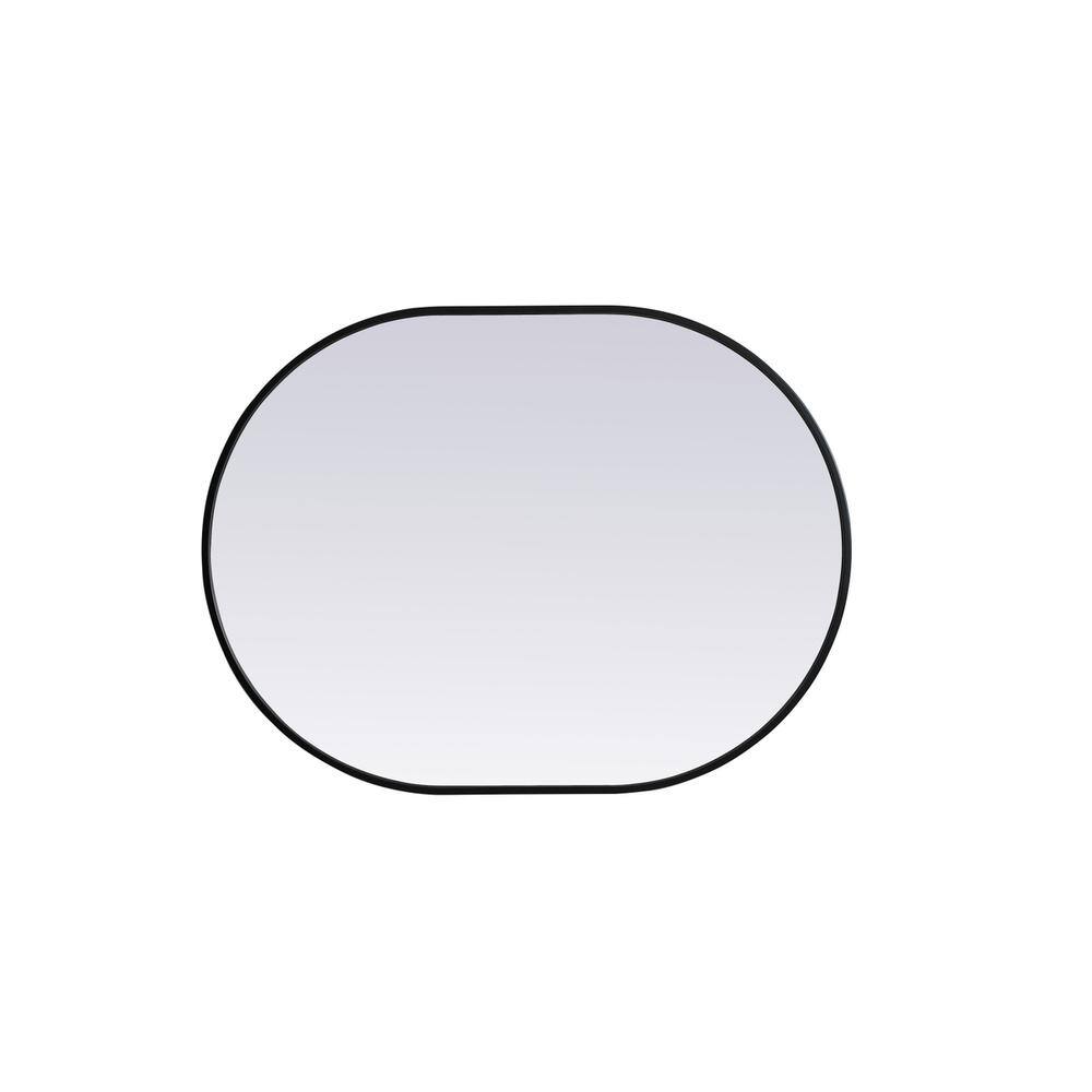 Back. Elegant Decor - Metal Frame Oval Mirror 27x36 Inch in Black - Black.