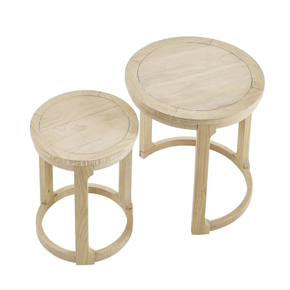 Alt View 1. Loheer - Loheer 24 Inch Wooden Coffee Table Set Mid Century Side Table - Oak.