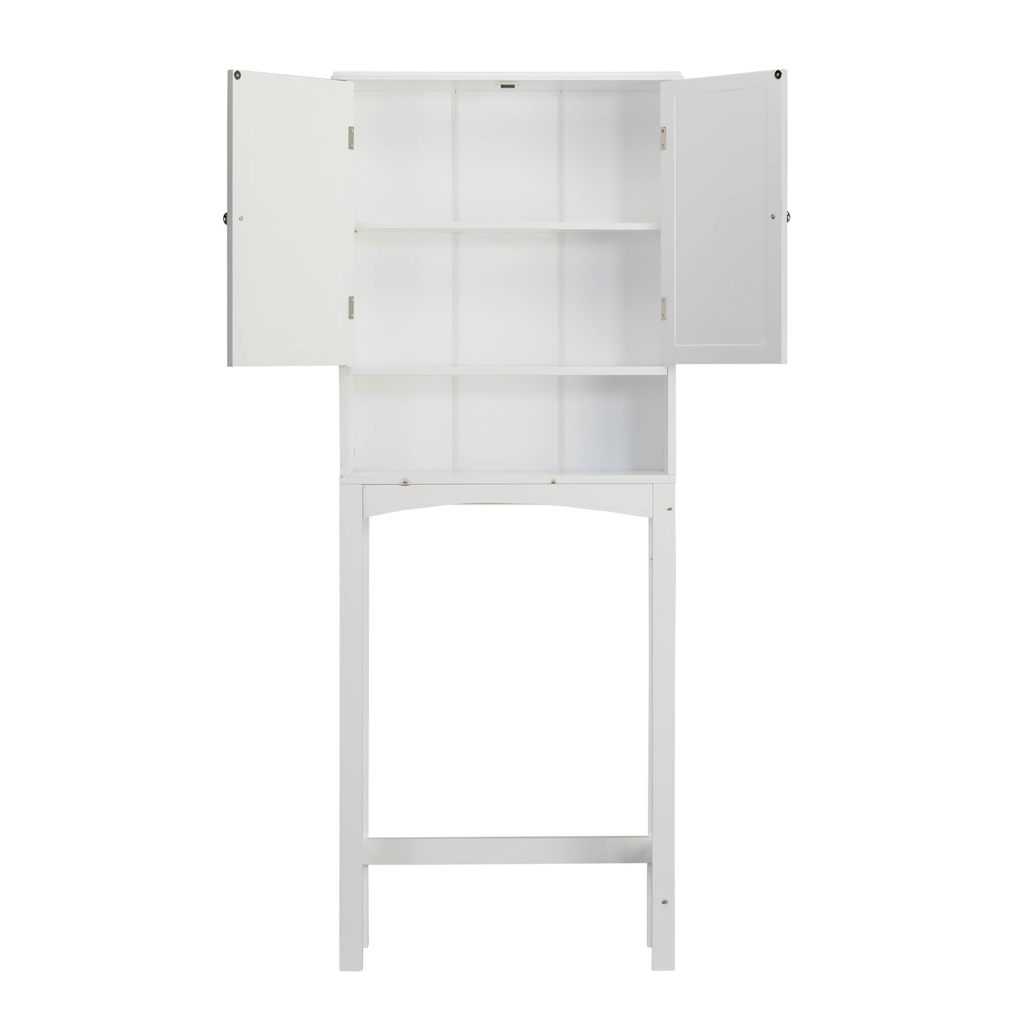 Alt View 4. Teamson Home - Louis Over-the-Toilet Cabinet with Fixed Exterior Shelf - White.