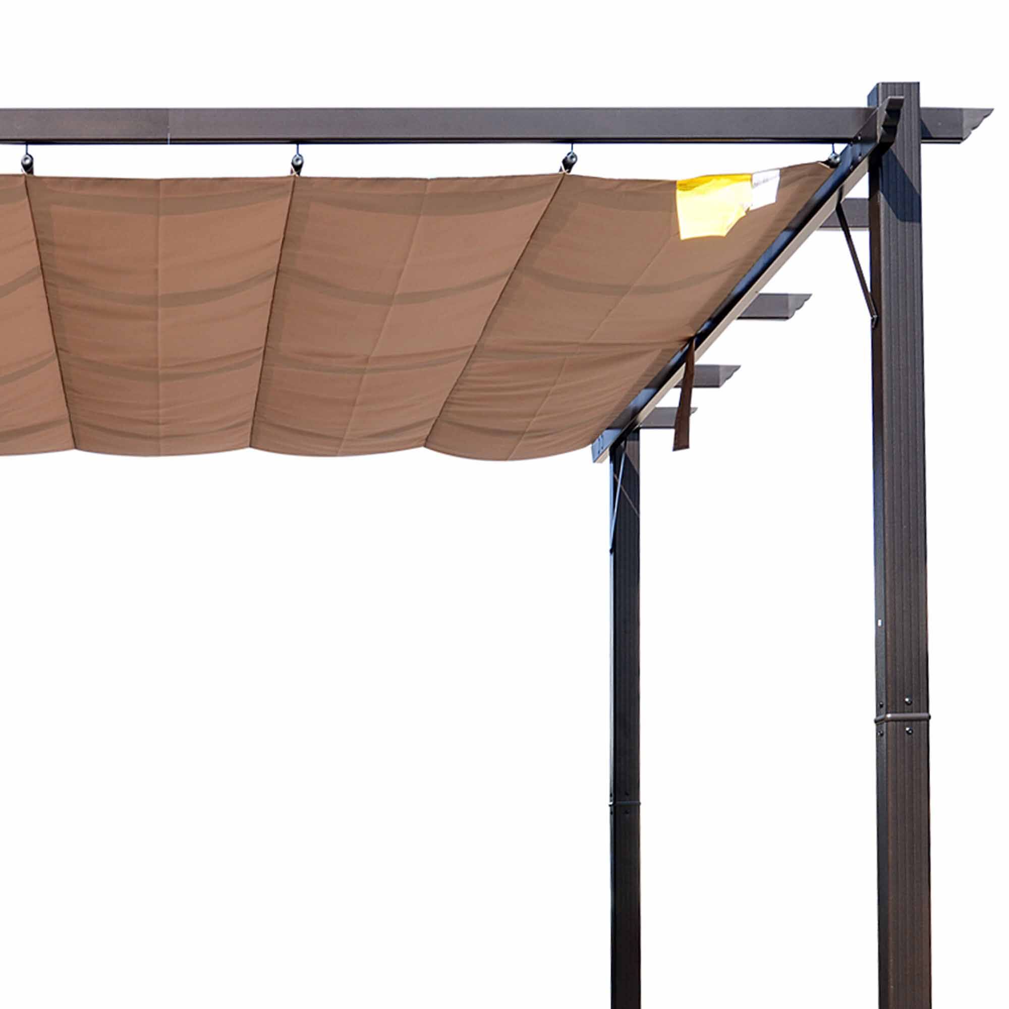 Alt View 5. Outsunny - 10' x 10' Aluminum Patio Pergola with Retractable Pergola Canopy, Backyard Shade Shelter for Porch - Brown.