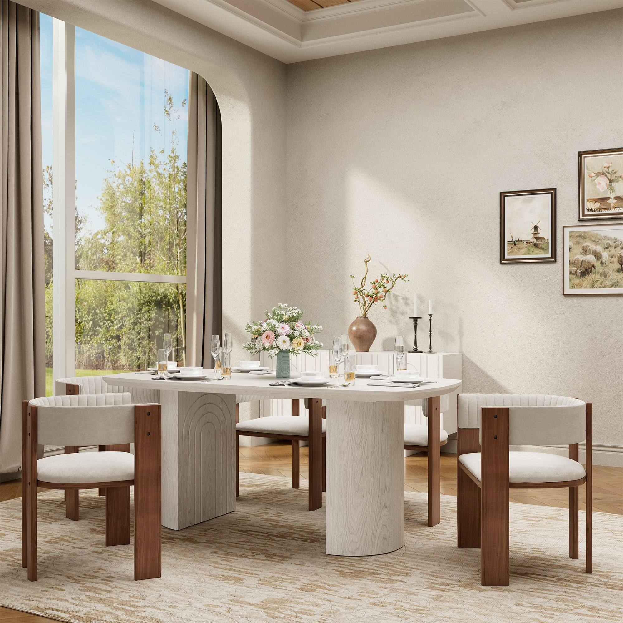 Alt View 5. Boyel Living - White Wood 70.87 Inch Trestle Dining Table Seats 6 Modern Rectangular MDF Table - White.