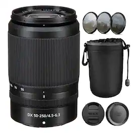 Nikon - NIKKOR Z DX 50-250mm f/4.5-6.3 VR Lens + Filter Kit + Pouch (3pc Bundle)