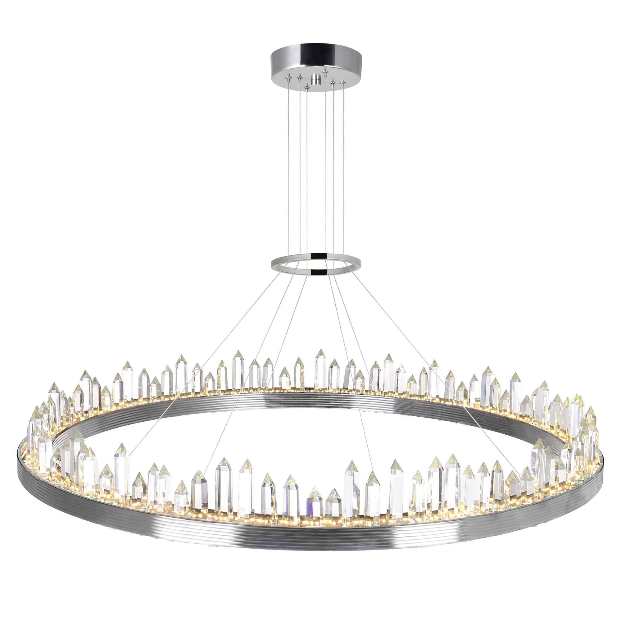 Left. CWI Lighting - Agassiz LED Chandelier With Polished Nickel Finish - Polished Nickel.