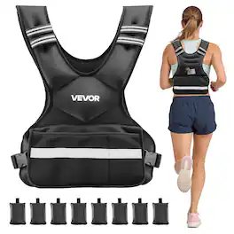 VEVOR - Adjustable Weighted Vest, 24-40 lbs Comfortable X-Shape Body Weight Vest Set with 8 Weight Packs and Reflective Stripe - Black