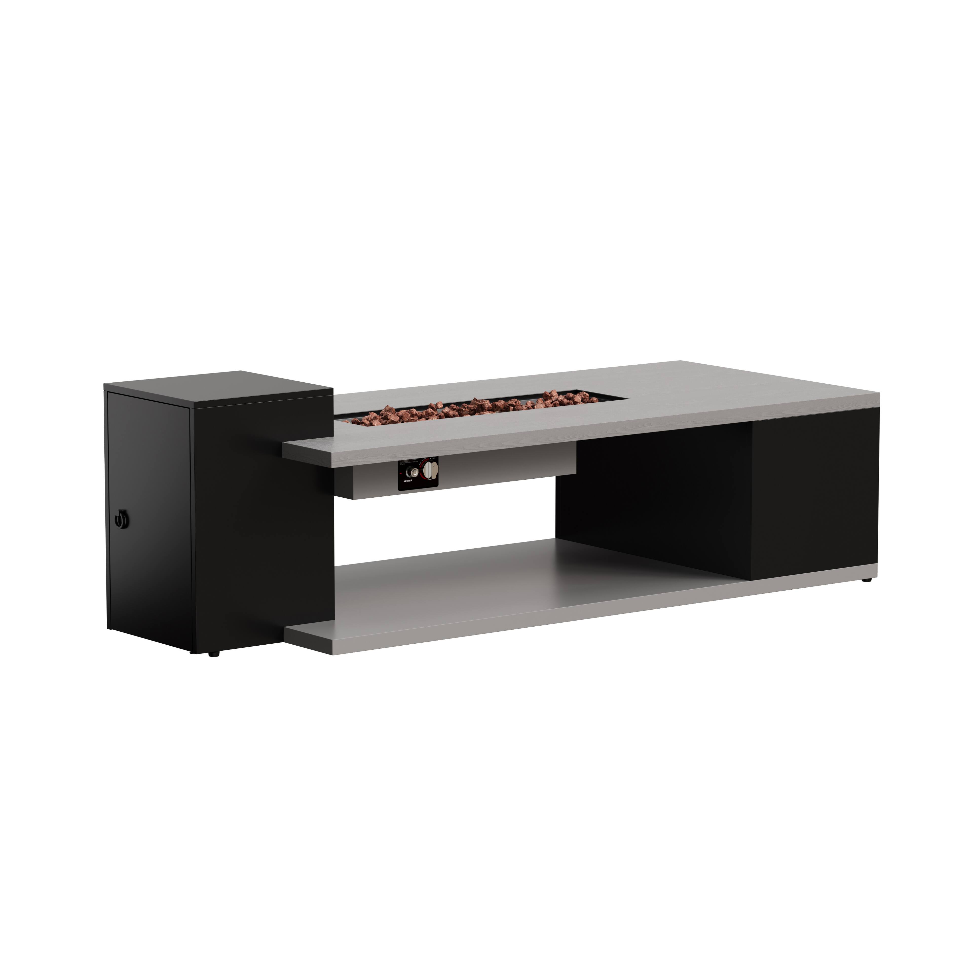 Alt View 2. Famapy - 60,000 BTU Outdoor Propane Fire Pit Table with Hidden Tank Storage, Weather Cover and Storage Cabinet - Black & Gray.