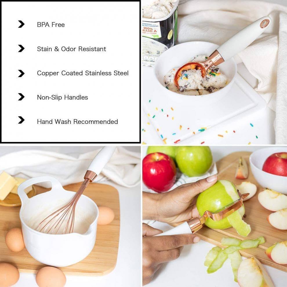 - BPA Free
- Stain & Odor Resistant
- Copper Coated Stainless Steel
- Non-Slip Handles
- Hand Wash Recommended