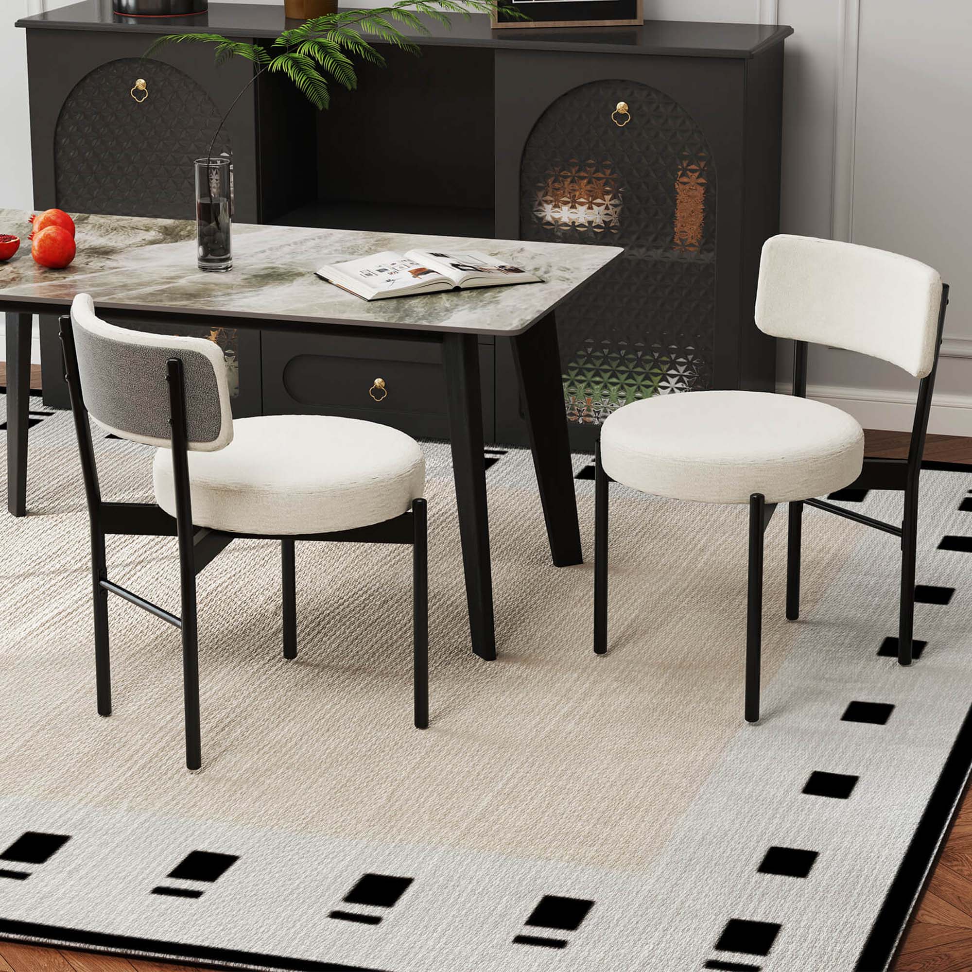 Alt View 4. Costway - Costway Dining Chair Set of 4 with Curved Backrest Padded Seat & Metal Legs for Dining Room White - White.