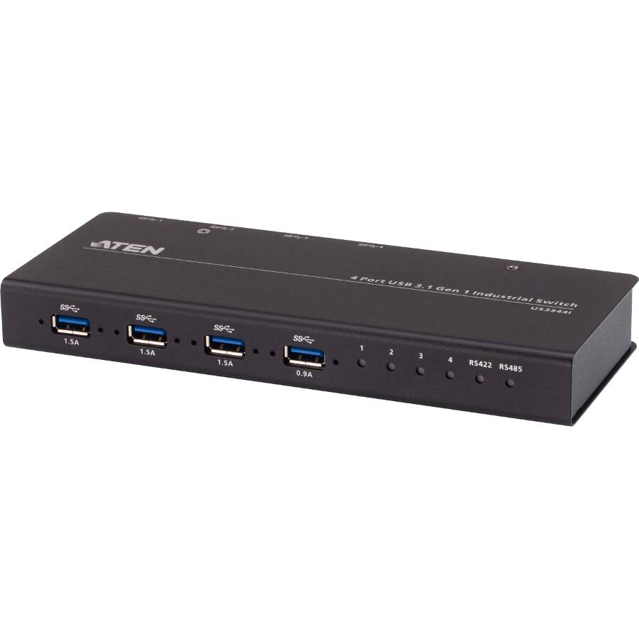 ATEN S9  
4 Port USB 3.1 Gen 1 Industrial Switch  
USMA41  
1 2 3 4  
RS422 RS485  
1.5A 1.5A 1.5A 0.9A  
Port USB 3.1 Gen 1