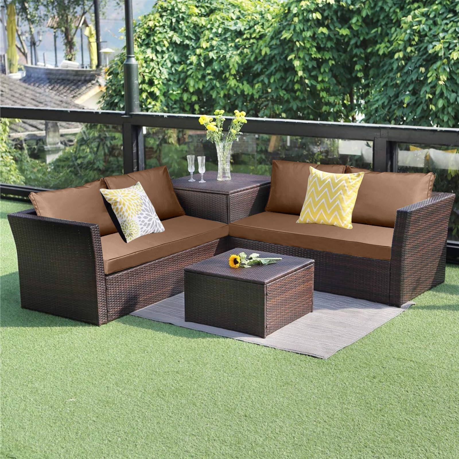 Alt View 7. Chateau Abodes - 48"x24" Outdoor Loveseat Cushion Set, Waterproof with Removable Cover, Straps & Zipper for Patio Chair, Sofa & Couch - Coffee.