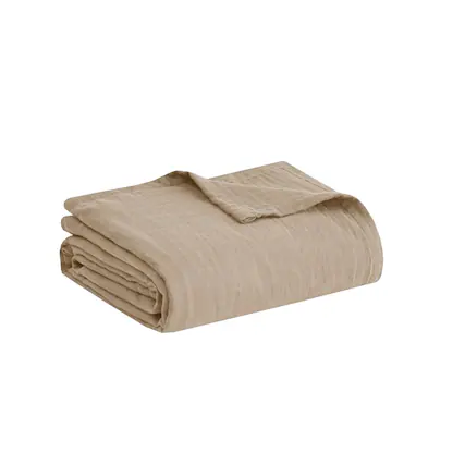 Front. Gracie Mills - Gracie Mills Daydream 100% Cotton Lightweight Blanket - Tan.