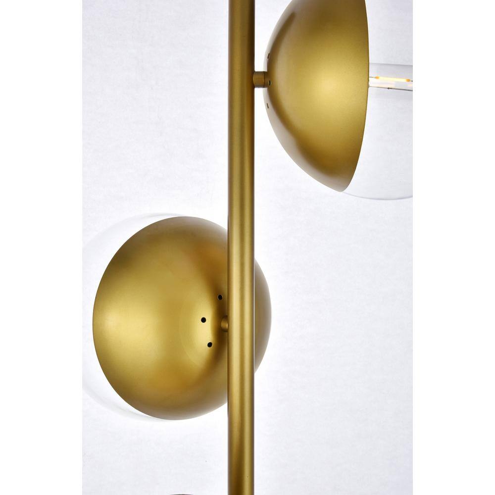 Back. Living District - Eclipse 3 Lights Brass Floor Lamp With Clear Glass - Brass And Clear.
