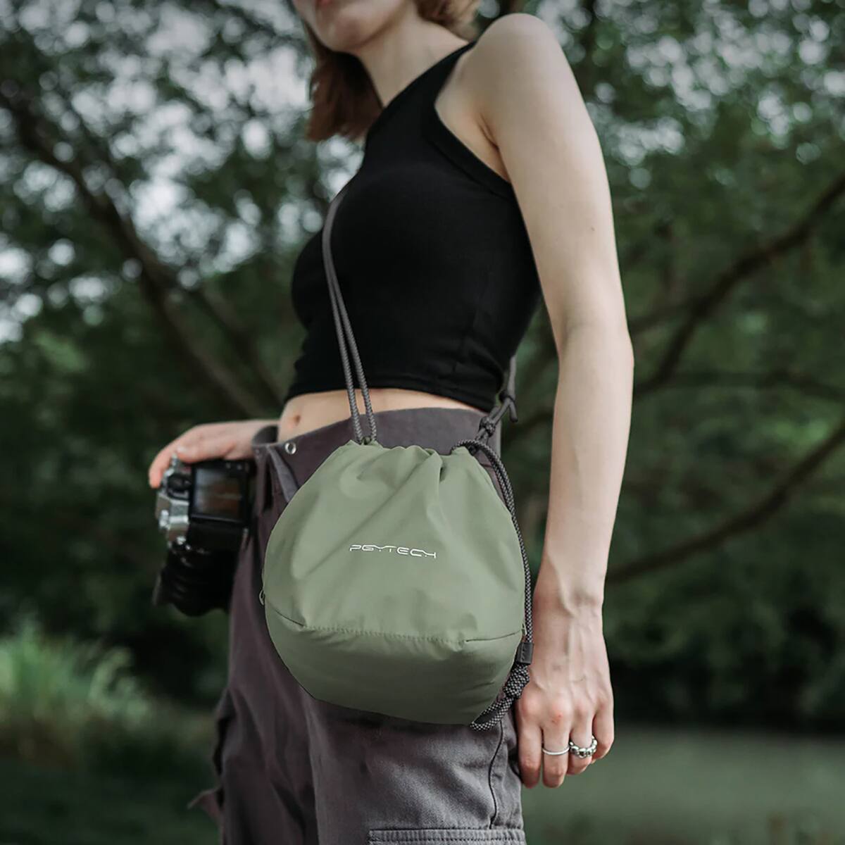 Alt View 1. PGYTECH - PGYTECH OneGo Drawstring Camera Bag - Forest.