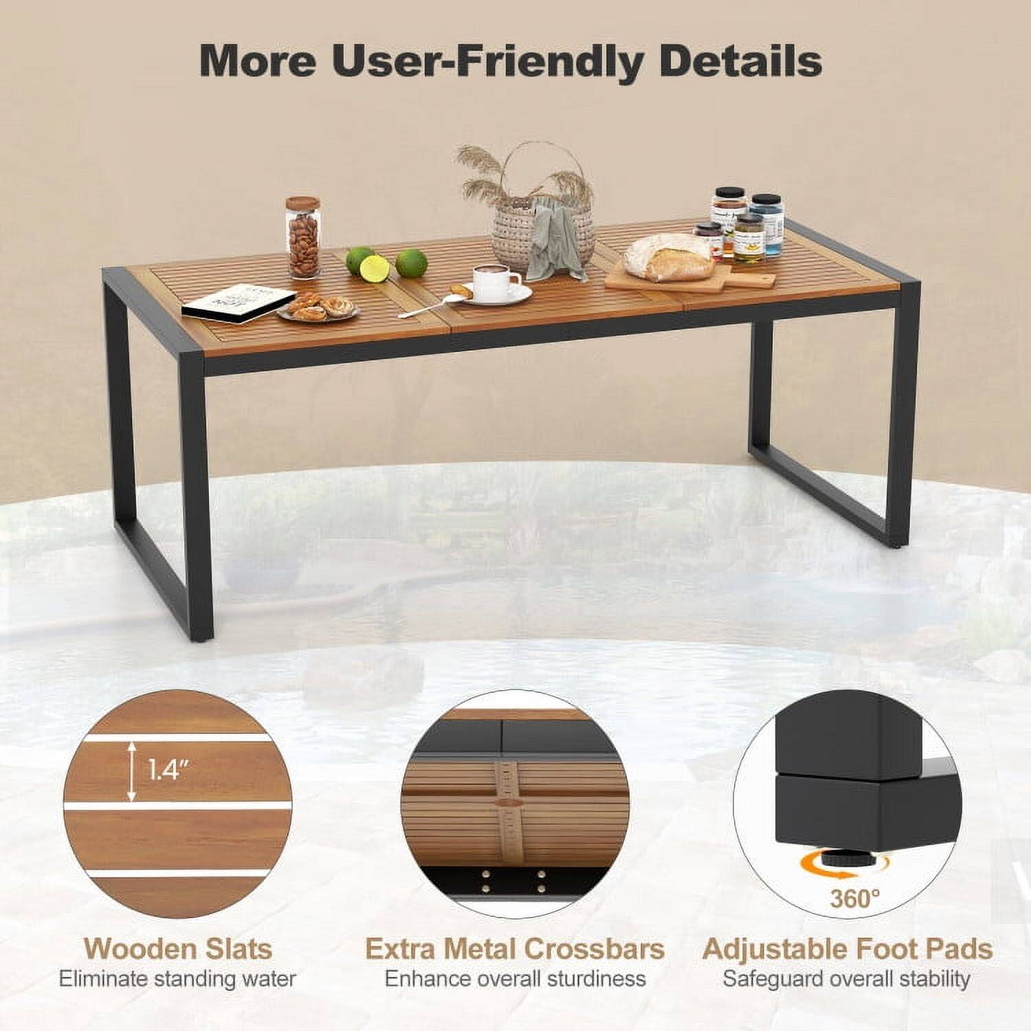 More User-Friendly Details

1.4" Wooden Slats  
Eliminate standing water

Extra Metal Crossbars  
Enhance overall sturdiness

Adjustable Foot Pads  
Safeguard overall stability