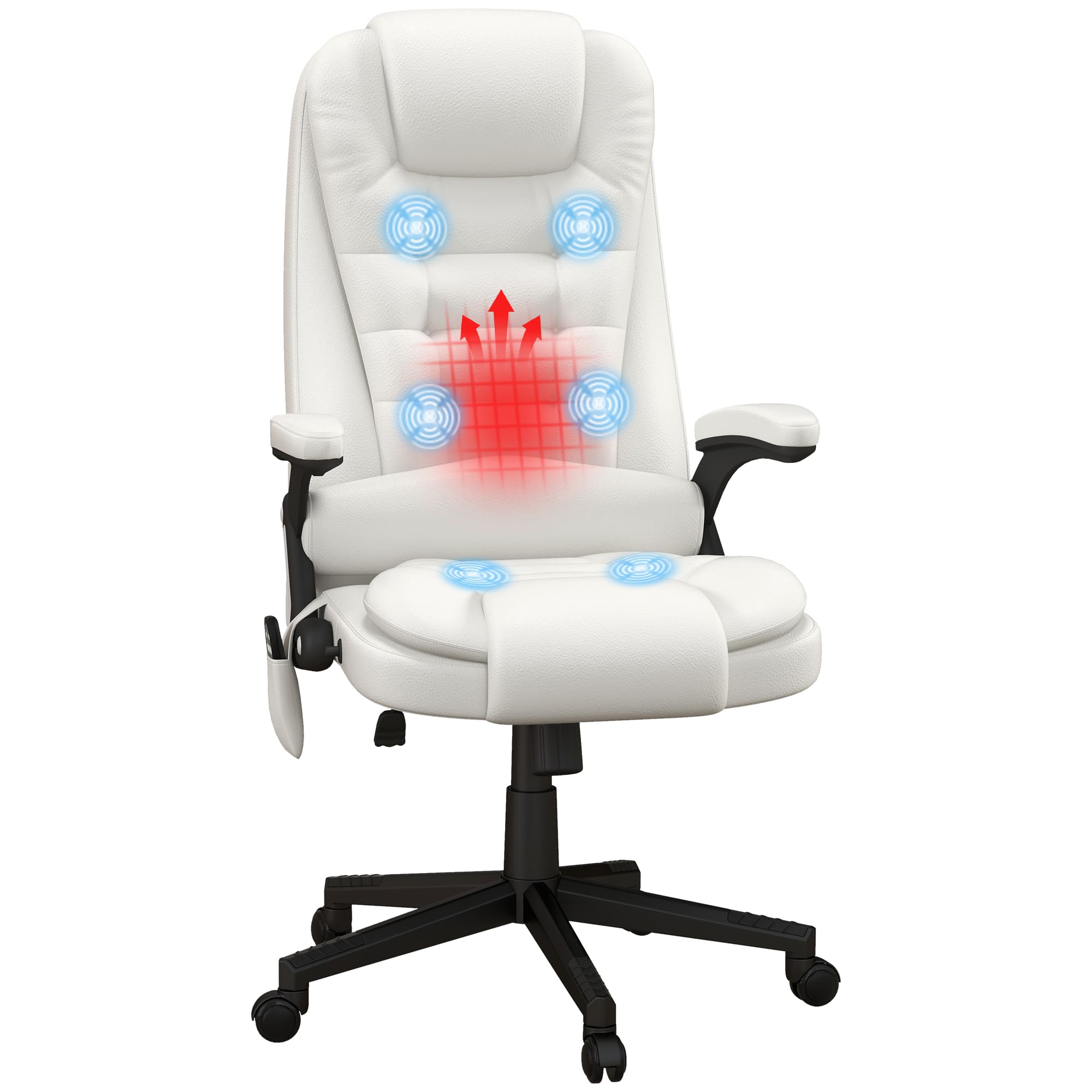 Ecooso - High Back Office Chair with Massage and Heat, Reclining Ergonomic Computer Chair with Armrest and Remote - White