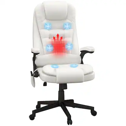 Front. Ecooso - High Back Office Chair with Massage and Heat, Reclining Ergonomic Computer Chair with Armrest and Remote - White.