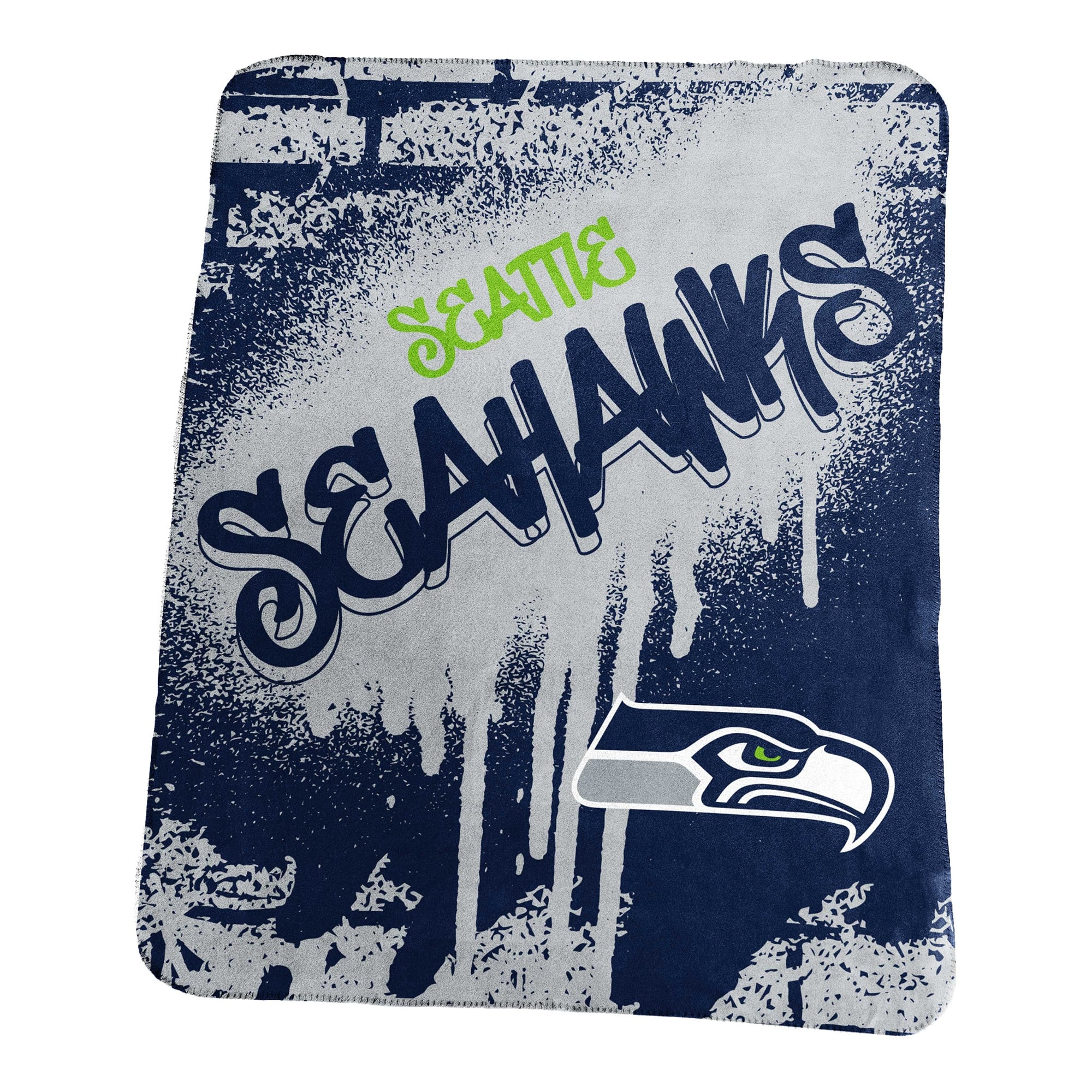 Logo Brands - Seattle Seahawks 50" x 60" Classic Graffiti Fleece Throw Blanket - Navy