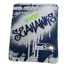 Logo Brands - Seattle Seahawks 50" x 60" Classic Graffiti Fleece Throw Blanket - Navy