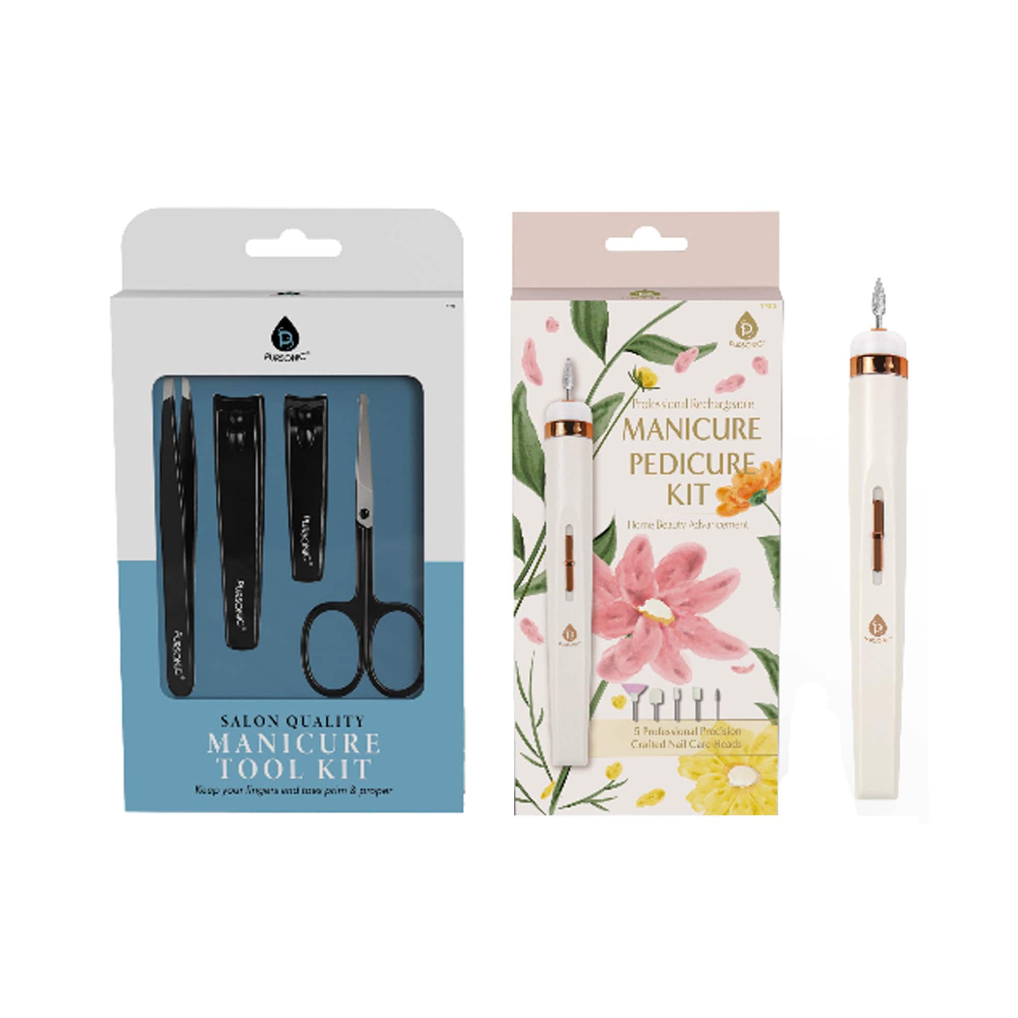 1 PURRSCIK P FAACeC N NORT AURSCRC SALON QUALITY MANICURE TOOL KIT Kesp FUAT Ings ad OTES per & pro Prodessioonal Sectagsor MANICURE PEDICURE KIT lkme Pesutv hrcmet (P71 5 Pahssinal Procision Cealted Nail Car Heads eTe