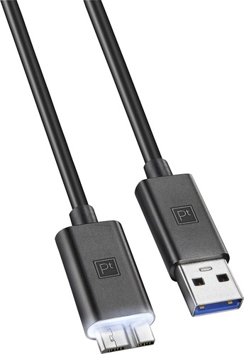  Platinum - 4' Always On LED Micro USB 3.0 Charge-and-Sync Cable - Black