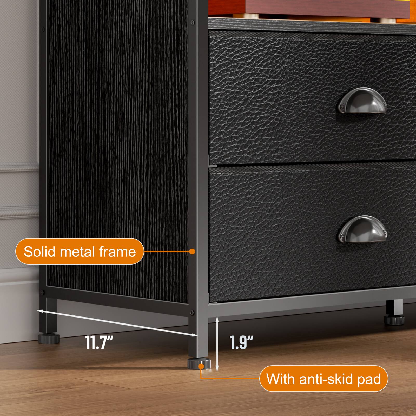 Solid metal frame  
11.7"  
1.9"  
With anti-skid pad