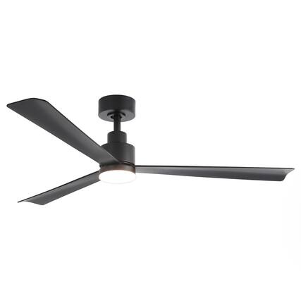Front. Parrot Uncle - 52-Inch Modern Propeller Ceiling Fan with Dimmable LED Light, 6-Speed DC Motor, Remote Control - Black.