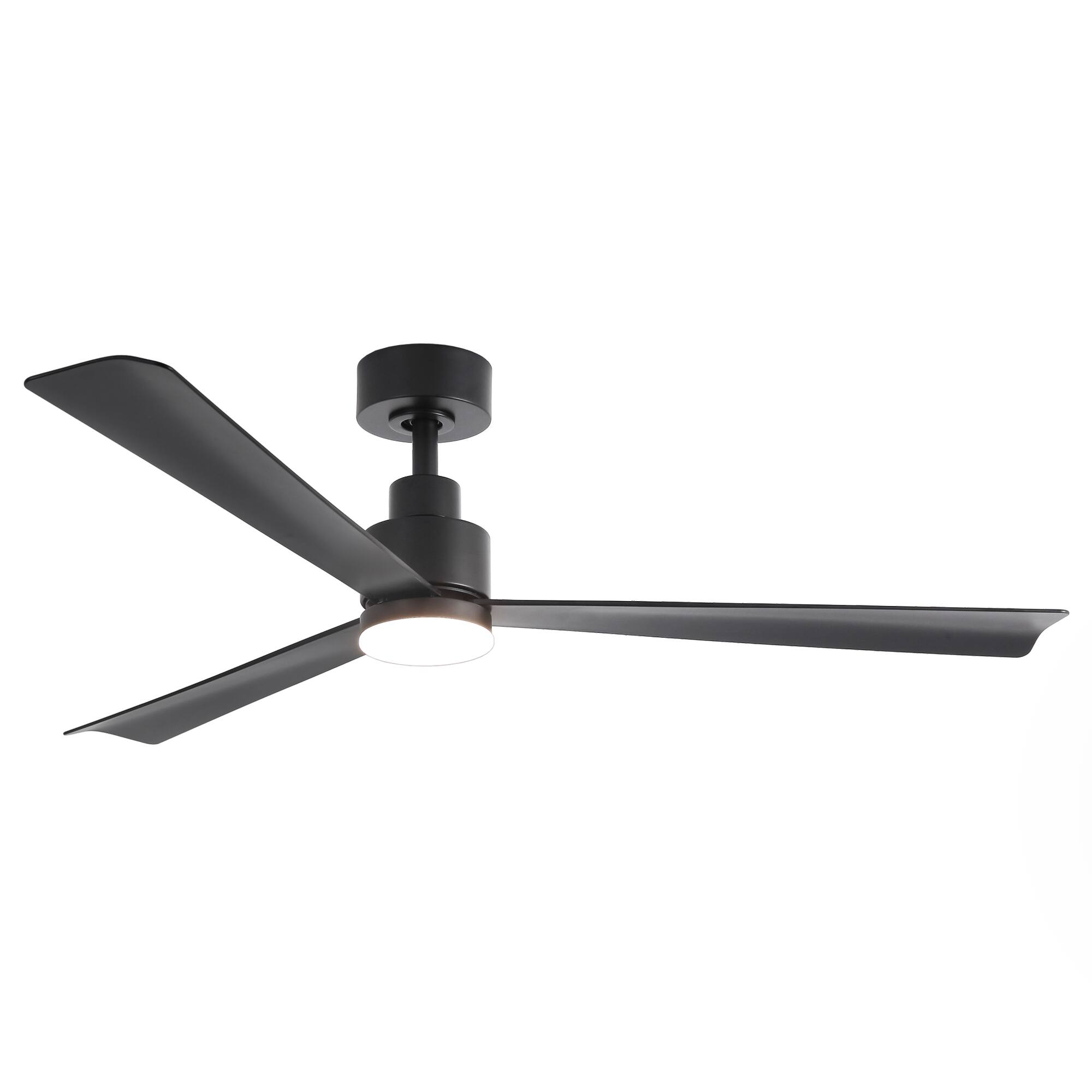 Front. Parrot Uncle - 52-Inch Modern Propeller Ceiling Fan with Dimmable LED Light, 6-Speed DC Motor, Remote Control - Black.