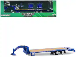 Gooseneck Trailer Blue with Red and White Conspicuity Stripes "Hobby Exclusive" Series 1/64 Diecast Model by Greenlight - Blue , Red and White