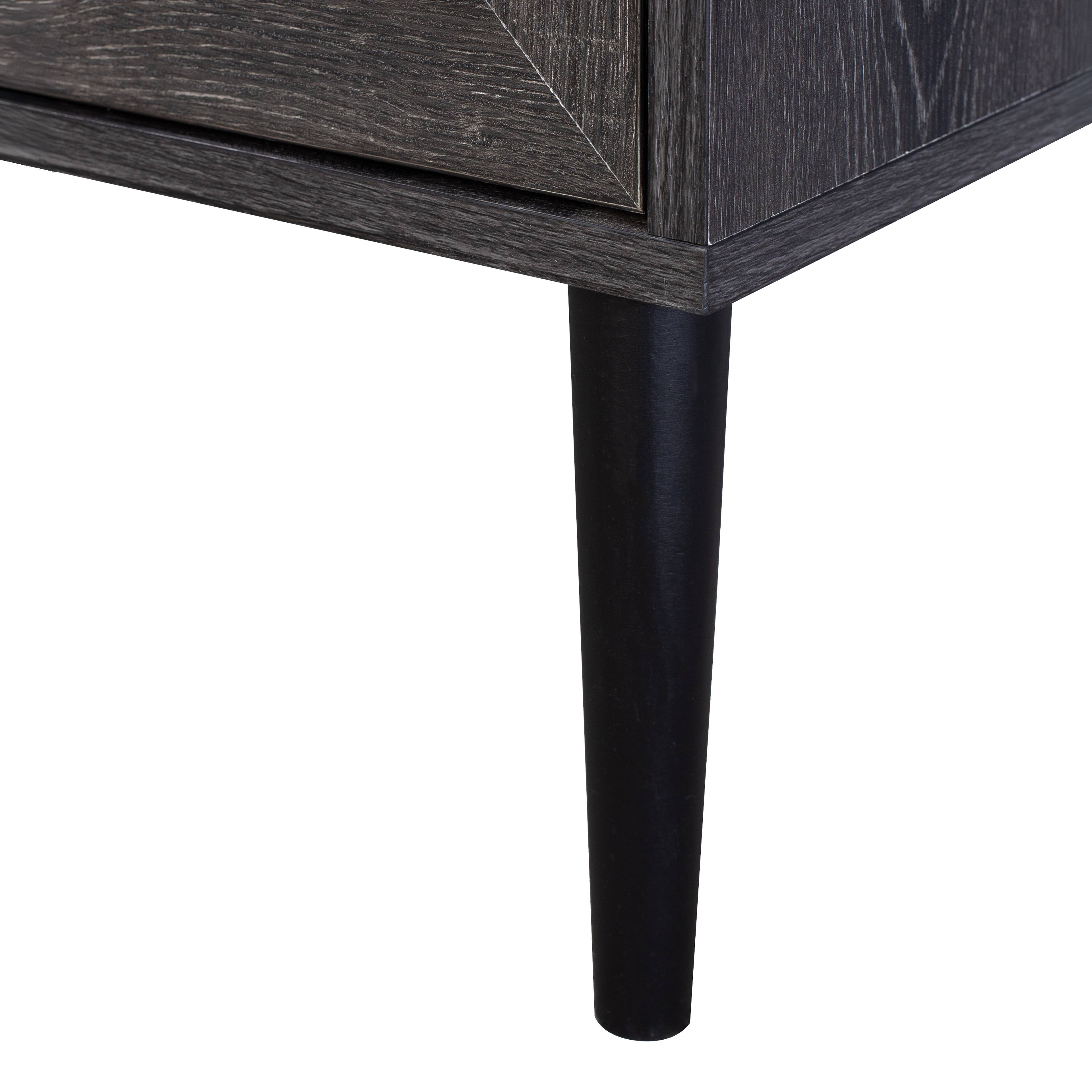 Alt View 8. CorLiving - CorLiving Ethan Engineered Wood Compact Sideboard with 2 Fluted Glass Doors and 2 Internal Shelves - Distressed Dark Grey.