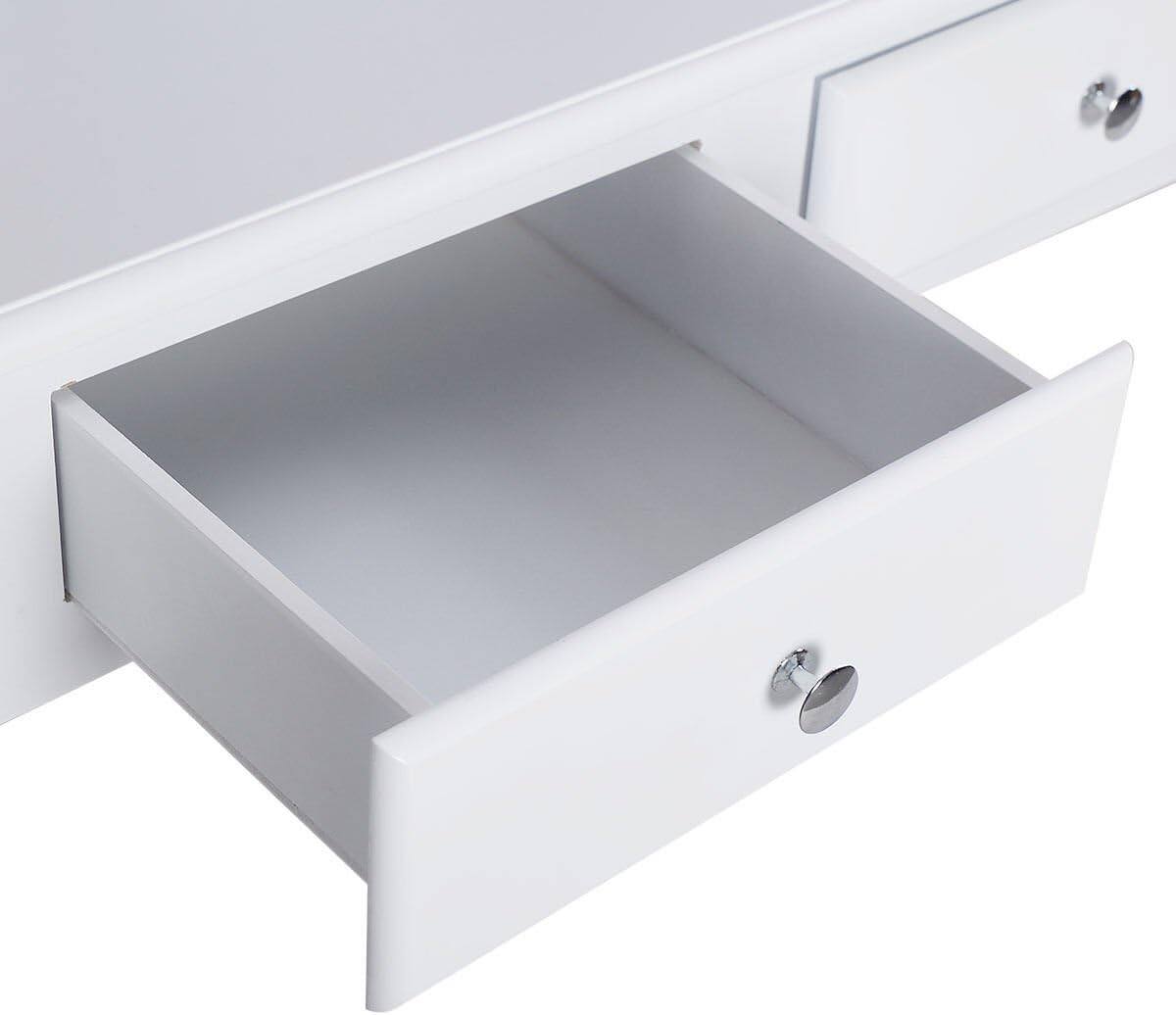 Alt View 7. Ecooso - Computer Vanity Desk with 2-Tier Organizer, Floating Storage Shelf and Spacious Work Surface - White.