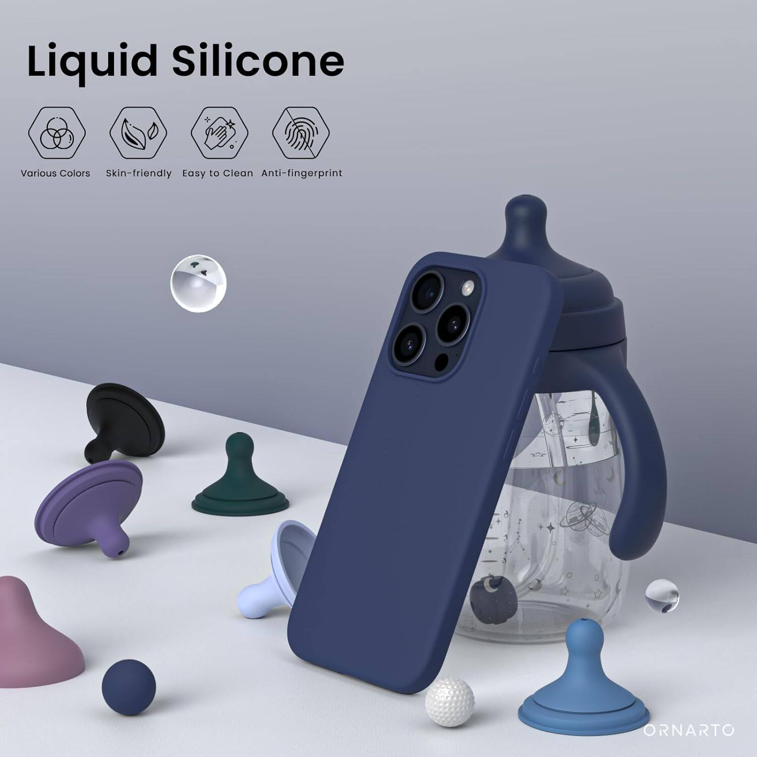 Liquid Silicone Various Colors Skin-friendly Easy to Clean Anti-fingerprint ORNARTO