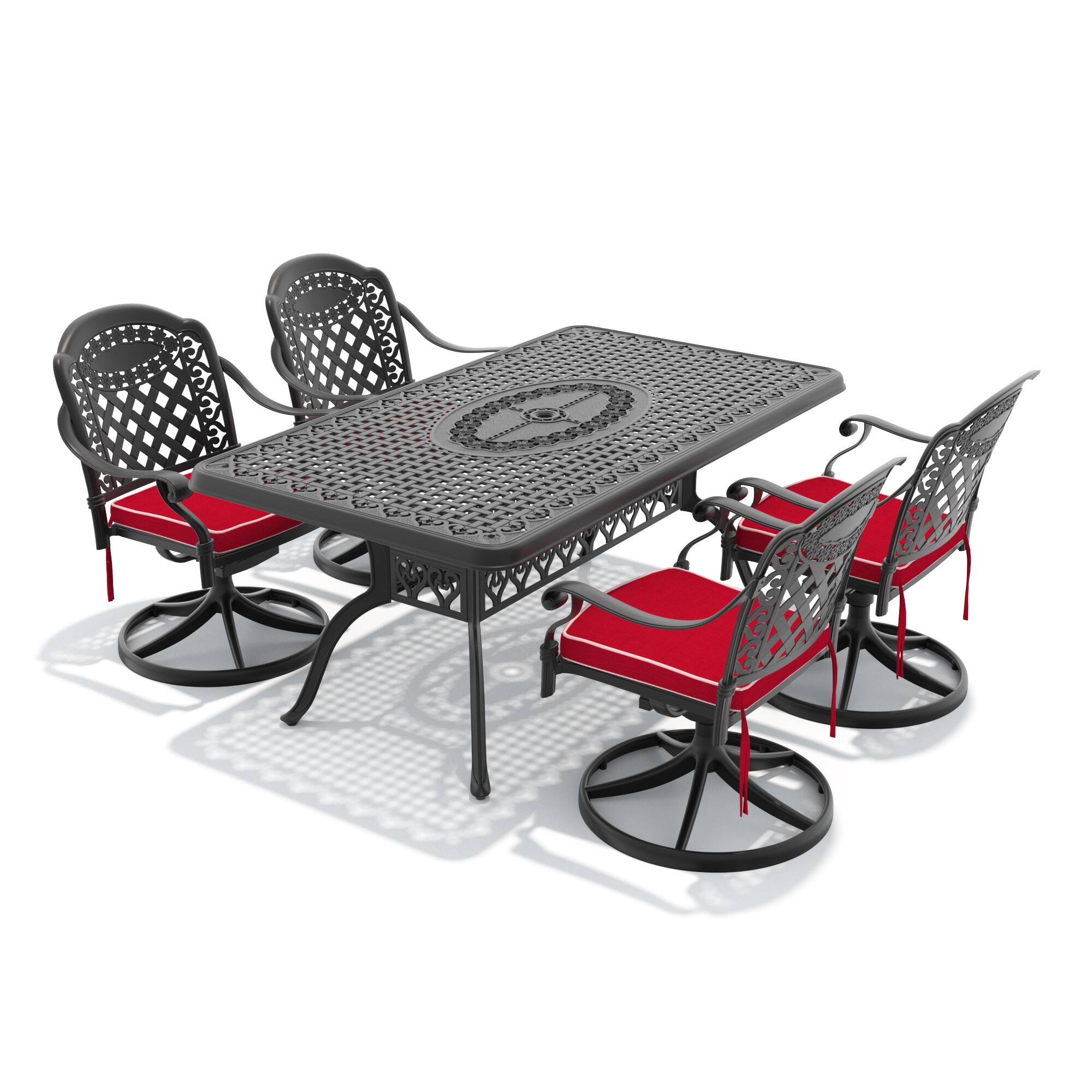 Angle. Anysun - 5-Piece Cast Aluminum Outdoor Dining Set with 4 Swivel Chairs & Rectangular Table, All-Weather Patio Furniture Set - Black.