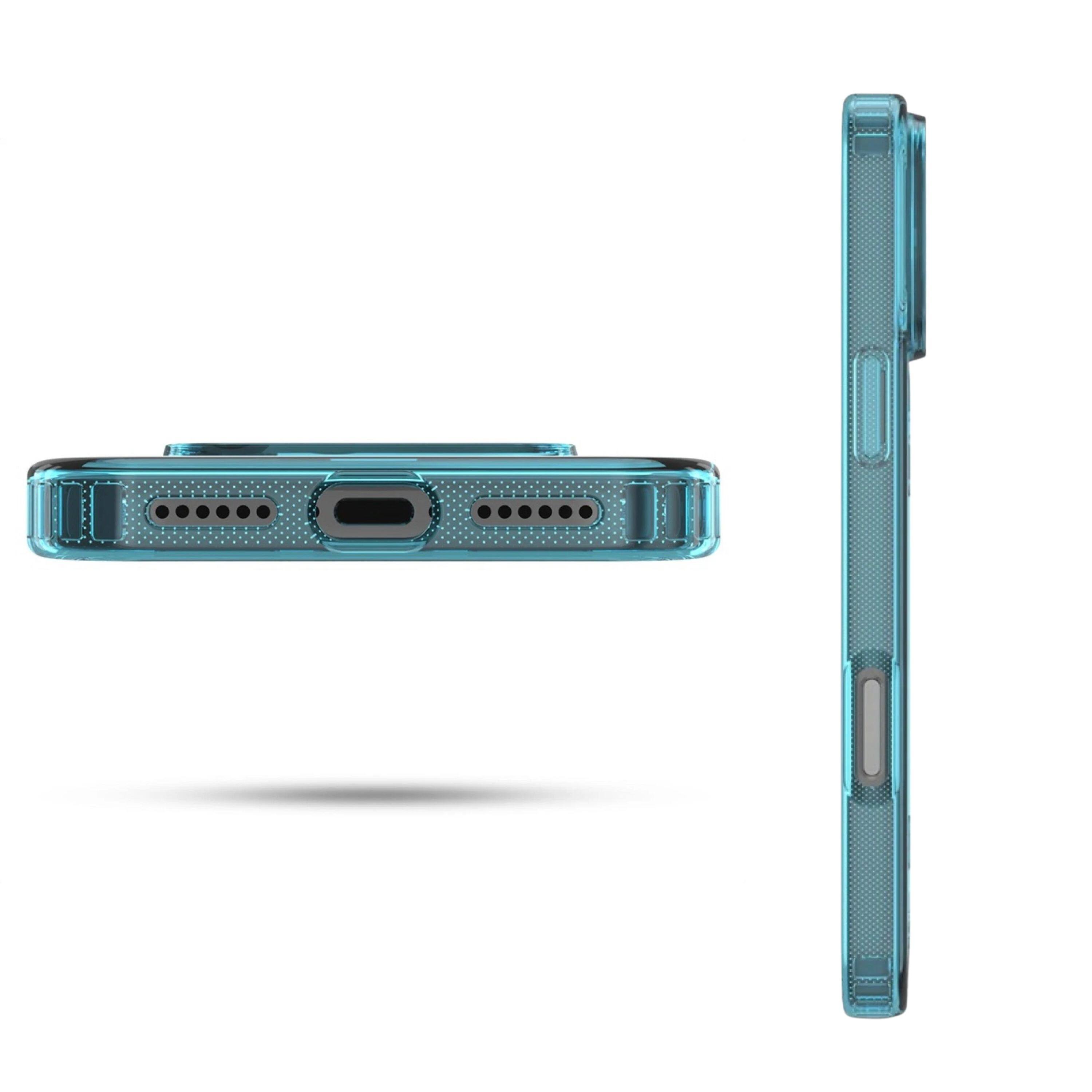 Back. Kitcheniva - Transparent Blue Magnetic Charging Case For iPhone 17 Pro - Blue.