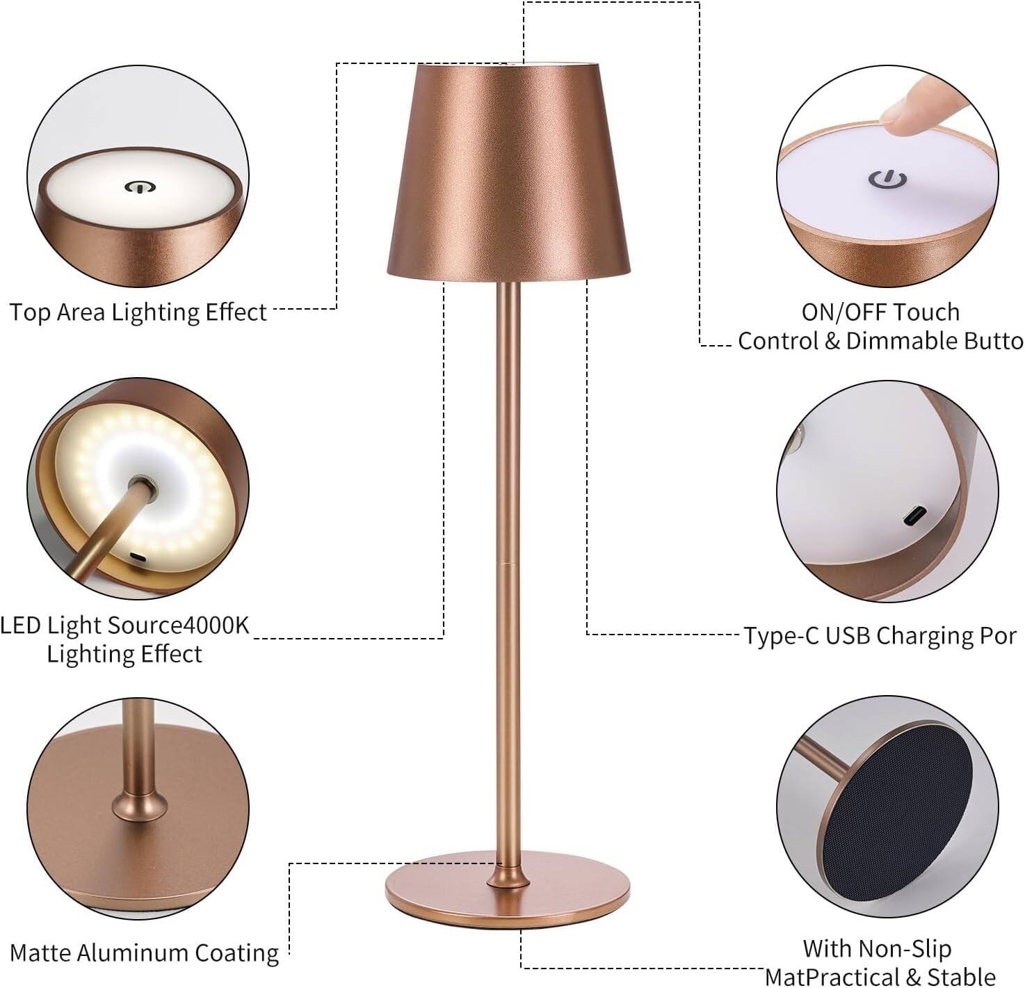 - Top Area Lighting Effect
- LED Light Source 4000K Lighting Effect
- ON/OFF Touch Control & Dimmable Button
- Type-C USB Charging Port
- Matte Aluminum Coating
- With Non-Slip Mat
- Practical & Stable